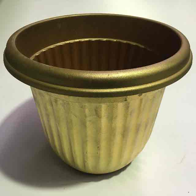 PLANTER POT, Gold Fluted Pot